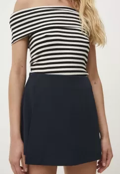 Answear Lab fusta pantaloni culoarea albastru marin, neted, high waist imagine