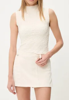 Answear Lab fusta pantaloni culoarea bej, neted, high waist imagine