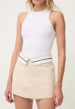 Answear Lab fusta pantaloni culoarea bej, neted, high waist imagine