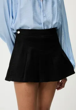 Answear Lab fusta si pantaloni denim culoarea negru, neted, high waist imagine