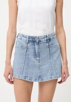Answear Lab fusta si pantaloni denim neted, medium waist imagine