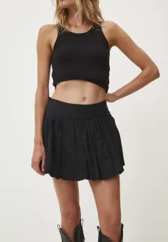 Answear Lab fusta si pantaloni din bumbac culoarea maro, neted, high waist imagine