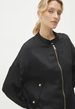 Answear Lab geaca bomber femei, culoarea negru, de tranzitie, oversize imagine