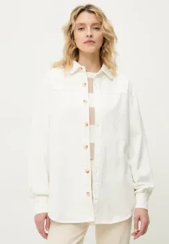 Answear Lab geaca cu aspect de camasa culoarea alb, de tranzitie imagine