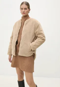 Answear Lab geaca cu doua fete femei, culoarea bej, de tranzitie imagine