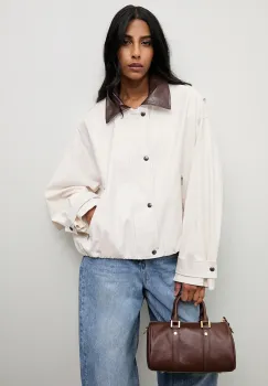 Answear.LAB geaca culoarea bej, de tranzitie, oversize imagine
