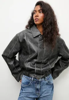 Answear.LAB geaca culoarea gri, de tranzitie, oversize imagine