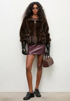 Answear.LAB geaca culoarea maro, de tranzitie, oversize imagine