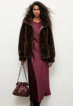 Answear.LAB geaca culoarea maro, de tranzitie, oversize imagine
