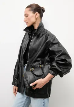 Answear.LAB geaca culoarea negru, de tranzitie, oversize imagine