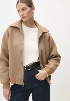 Answear Lab geaca de lana culoarea maro, de tranzitie imagine