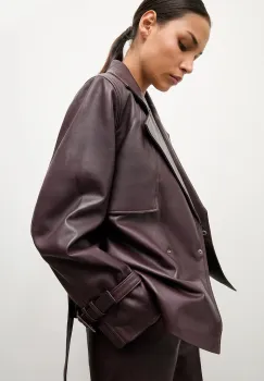 Answear.LAB geaca de piele culoarea bordo, de tranzitie imagine