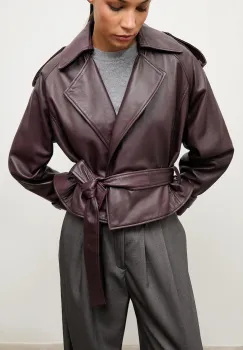Answear.LAB geaca de piele culoarea bordo, de tranzitie, oversize imagine