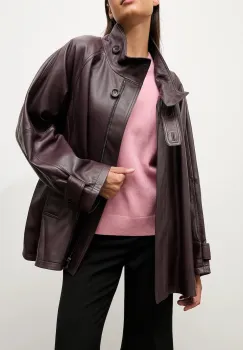 Answear.LAB geaca de piele culoarea bordo imagine