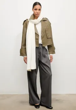 Answear.LAB geaca de piele culoarea verde, de tranzitie, oversize imagine