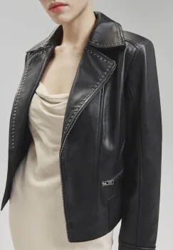 Answear Lab geaca de piele femei, culoarea negru, de tranzitie imagine