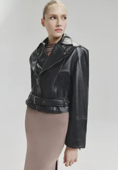 Answear Lab geaca de piele femei, culoarea negru, de tranzitie, oversize imagine