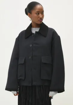 Answear Lab geaca femei, culoarea albastru marin, de tranzitie, oversize imagine