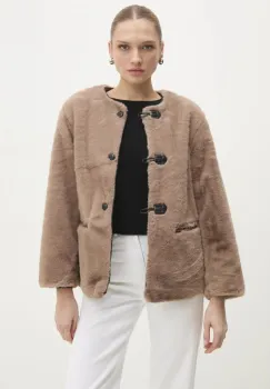 Answear Lab geaca femei, culoarea bej, de tranzitie, oversize imagine