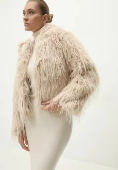 Answear Lab geaca femei, culoarea bej, de tranzitie, oversize imagine