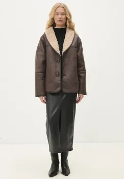 Answear Lab geaca femei, culoarea bej, de tranzitie, oversize imagine