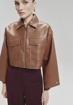 Answear Lab geaca femei, culoarea maro, de tranzitie imagine