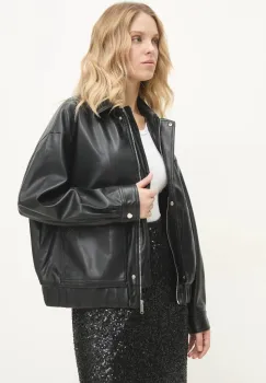 Answear Lab geaca femei, culoarea negru, de tranzitie, oversize imagine