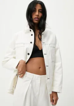 Answear Lab geaca jeans culoarea alb, de tranzitie imagine