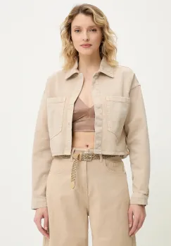 Answear Lab geaca jeans culoarea bej, de tranzitie, oversize imagine