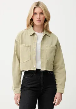Answear Lab geaca jeans culoarea verde, de tranzitie, oversize imagine