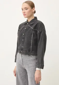 Answear Lab geaca jeans femei, culoarea negru, de tranzitie, oversize imagine