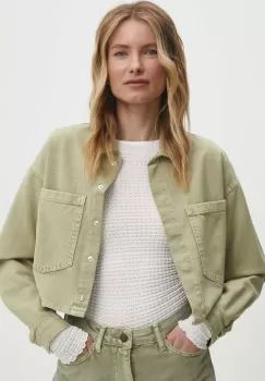 Answear Lab geaca jeans femei, culoarea verde, de tranzitie imagine