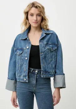 Answear Lab geaca jeans femei, de tranzitie, oversize imagine