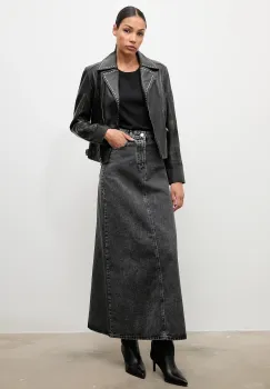 Answear.LAB geaca ramones de piele culoarea negru, de tranzitie imagine