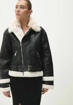 Answear Lab geaca ramones femei, culoarea negru, de tranzitie, oversize imagine