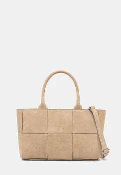 Answear.LAB geanta de mana din piele intoarsa culoarea bej imagine