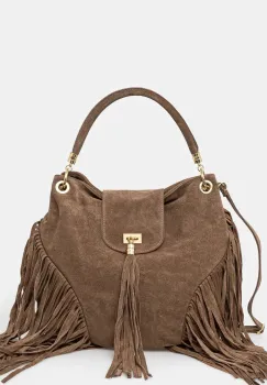 Answear Lab geanta de mana din piele intoarsa culoarea bej imagine