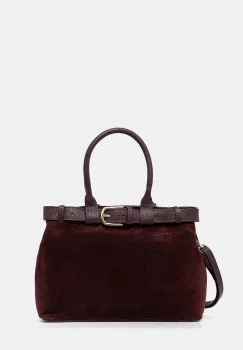 Answear.LAB geanta de mana din piele intoarsa culoarea bordo imagine