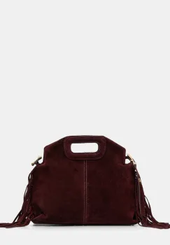 Answear.LAB geanta de mana din piele intoarsa culoarea bordo imagine