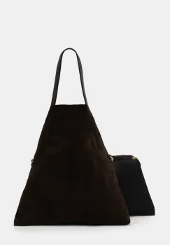 Answear Lab geanta de mana din piele intoarsa culoarea maro imagine