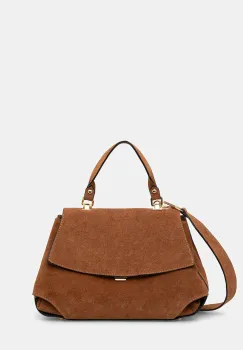 Answear Lab geanta de mana din piele intoarsa culoarea maro imagine