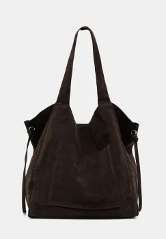 Answear Lab geanta de mana din piele intoarsa culoarea maro imagine