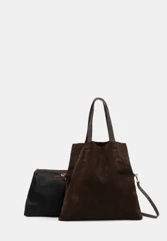 Answear.LAB geanta de mana din piele intoarsa culoarea maro imagine