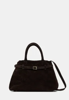 Answear Lab geanta de mana din piele intoarsa culoarea maro imagine