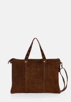 Answear.LAB geanta de mana din piele intoarsa culoarea maro imagine