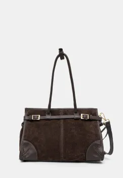 Answear.LAB geanta de mana din piele intoarsa culoarea maro imagine