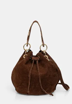 Answear Lab geanta de mana din piele intoarsa culoarea maro imagine