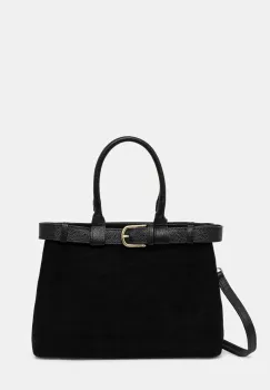 Answear Lab geanta de mana din piele intoarsa culoarea negru imagine