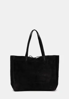 Answear Lab geanta de mana din piele intoarsa culoarea negru imagine