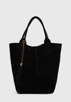 Answear Lab geanta de mana din piele intoarsa culoarea negru imagine
